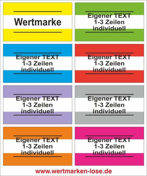 1000 Wertmarken "Standard Balken", 3 Zeilen Text änderbar